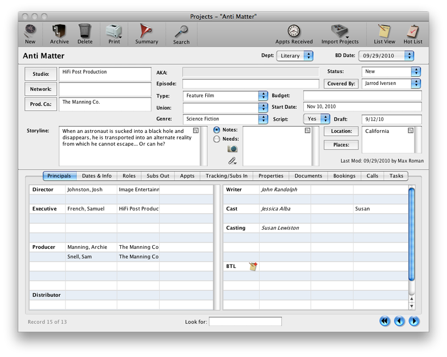 Screenshot: Mac Projects
